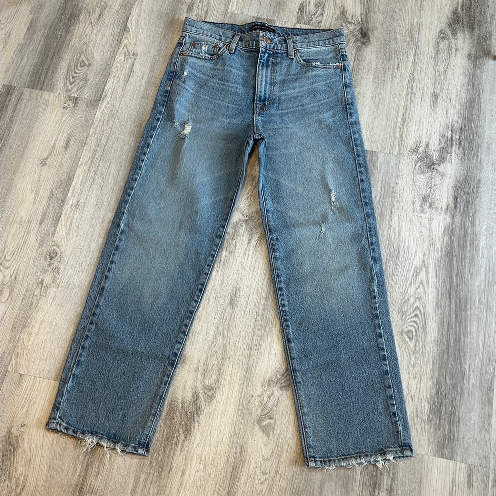 Anthropologie MODERN AMERICAN Highland High Rise Straight-Leg Jean Crystal Blue‎